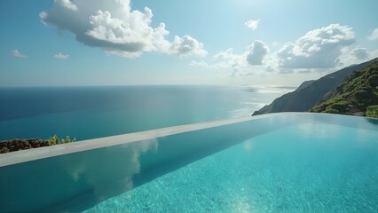 Fototapeta premium Stunning Cliffside Infinity Pool Overlooking the Ocean A Luxurious Escape