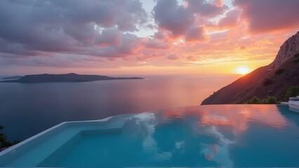 Stunning Cliffside Infinity Pool Overlooking the Ocean at Sunset