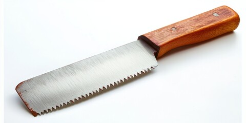 Construction saw with wooden handle