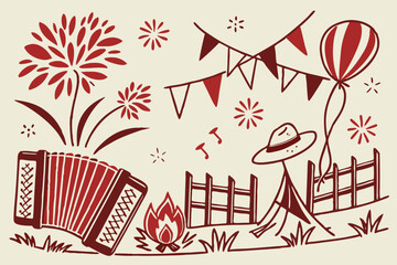 festa junina icon set vector illustration