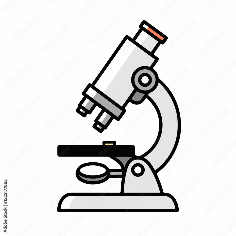 Poster detailed microscope illustration, scientific tool for research and experiments. microscope image sho