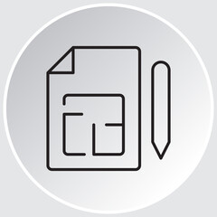 Modeling outline icon. Planning, scheme, dimension, project, measurement, floor plan and more.