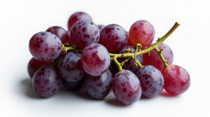 Fototapeta premium A cluster of deep purple grapes elegantly arranged on a white background