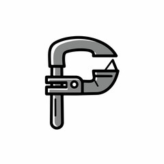 Stylish letter p clamp design. Industrial letter p made of metal clamp. Modern letter p illustration for logo design, branding, and corporate identity.