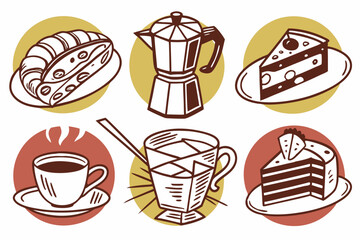 set of breakfast vector illustration