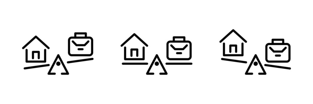 The line icon vector illustrates work life balance. The line icon is isolated on a white background and can be edited as needed