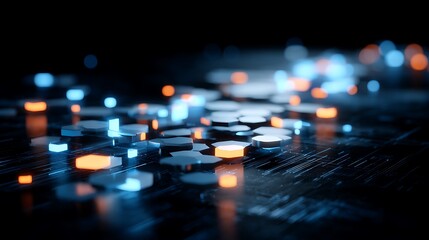 Abstract hexagonal platform with light elements