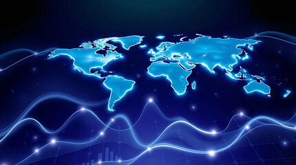 Naklejka premium Digital World Finance Map