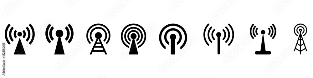Poster radio tower icon vector set. signal illustration sign collection. mobile communications symbol. inte