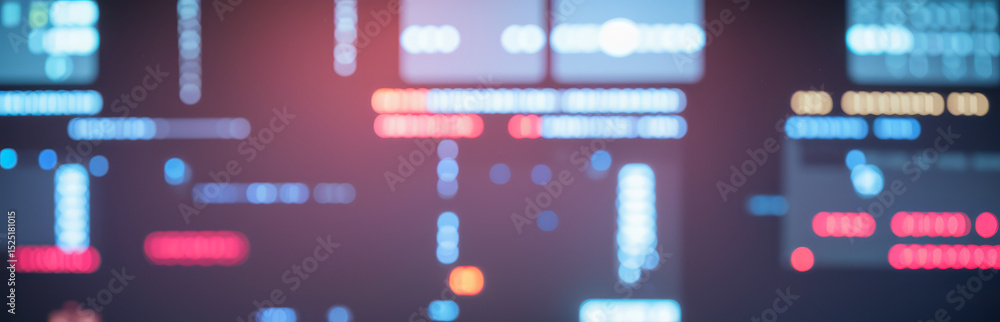 Poster abstract digital display with blue and red hues showing data information.futuristic photos with prem