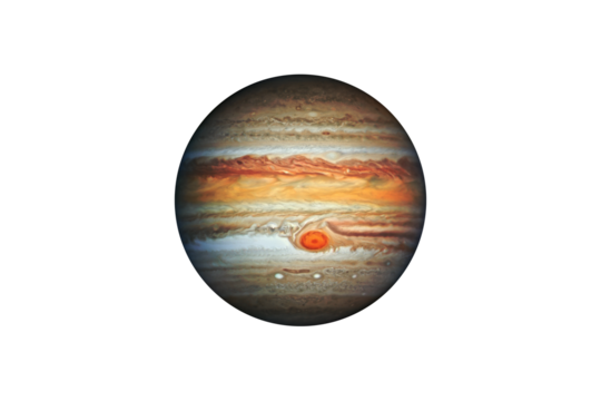 Planet Jupiter on transparent background, cut out. This image elements furnished by NASA.