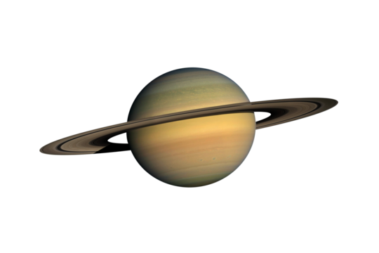 Planet Saturn on transparent background, cut out. This image elements furnished by NASA.
