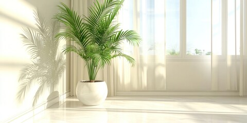 Fototapeta premium Elegant apartment corner with floor plant