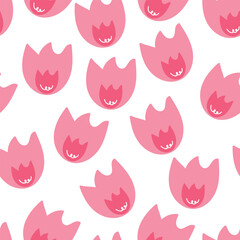 Seamless pattern cartoon flowers and leaves. cute botanical wallpaper and pattern for gift wrap paper