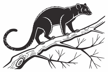 Obraz premium kinkajou sihouette black vector