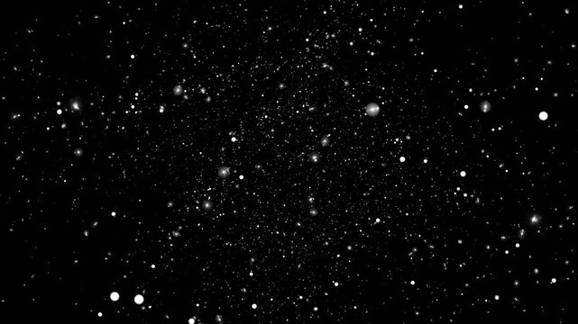 Loop glow white pink stars particles falling down animation space travel on black abstract background. Animation of fiery white glowing flying ember burning ash particles.Isolate Alpha Channel 
