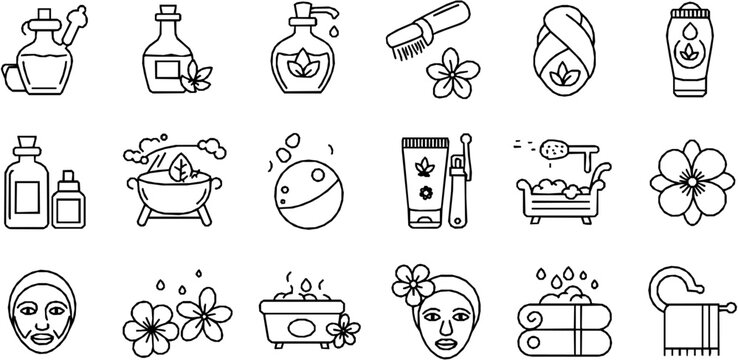 Spa and massage editable stroke outline icon isolated on transparent background flat vector illustration. Pixel perfect.
