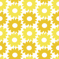 Seamless pattern cartoon yellow flowers and leaves. cute botanical wallpaper and pattern for gift wrap paper