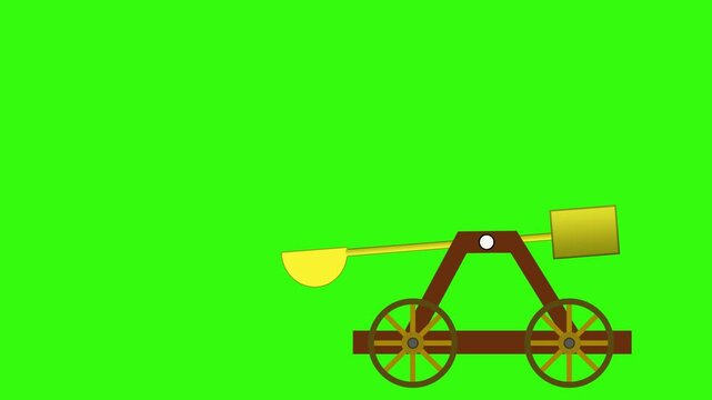 ancient catapult animation on green screen