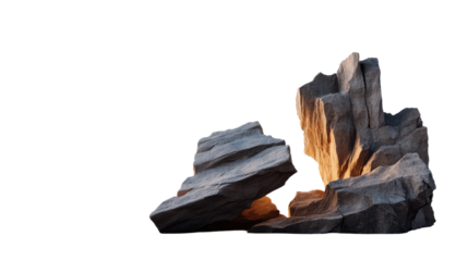 Rocky Pinnacle: A dramatic rock formation against a radiant backdrop, depicting geological marvel and majestic monument of stone and nature's artistry.