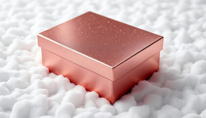 Rose Gold Metallic Box Mockup on Foam Texture