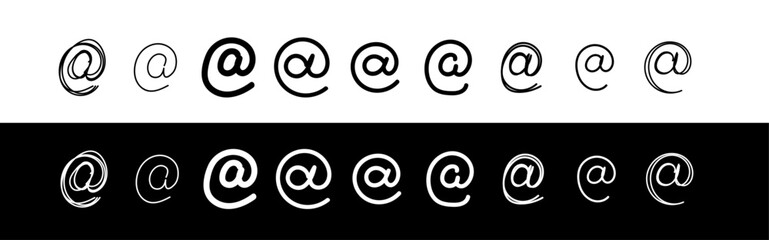 Doodle at sign symbol. @ sign illustration. Sketch @