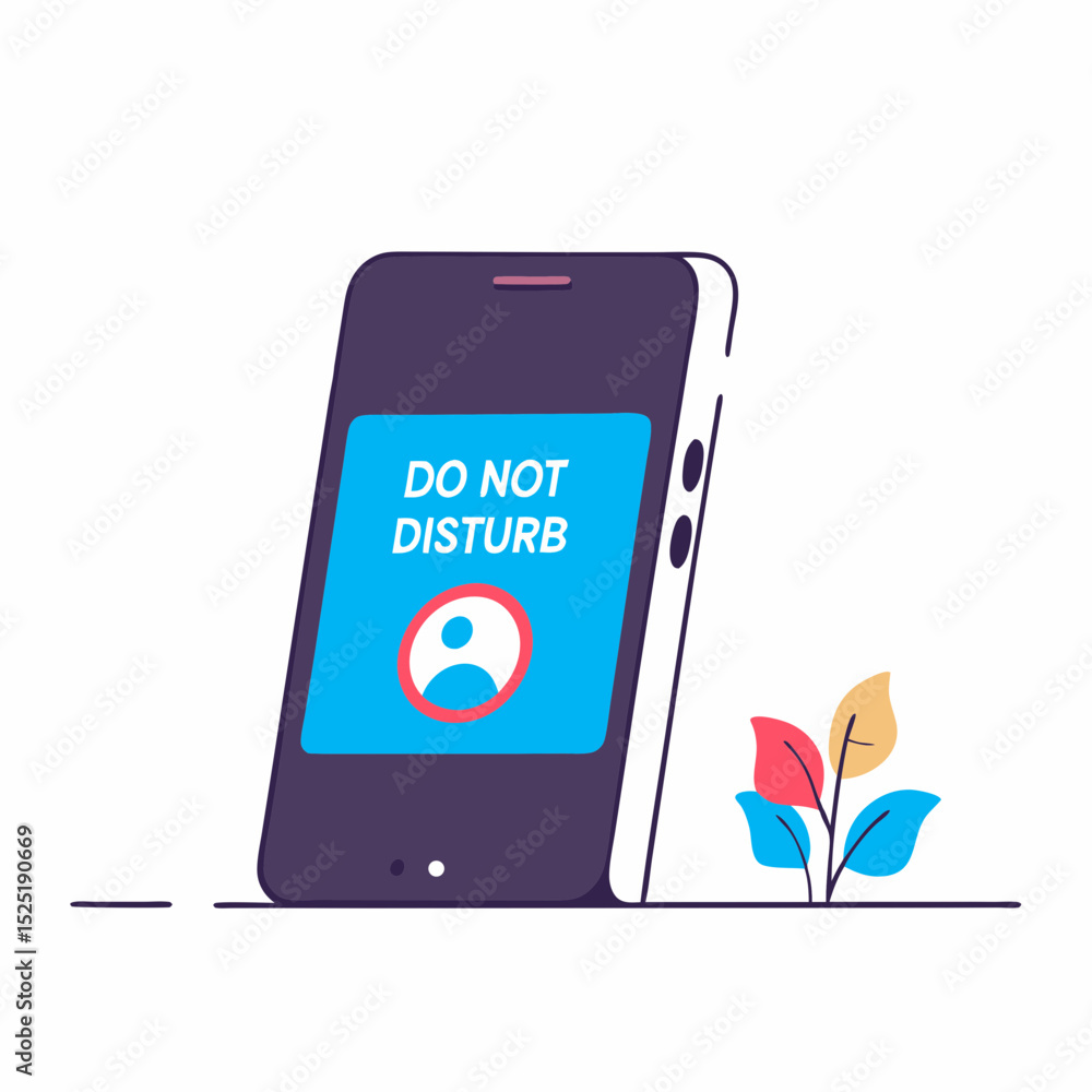 Poster a phone displaying a message indicating the user has activated do not disturb mode, restricting inco