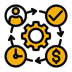 Resource Allocation Icon - Glyph Color Lineal Style for Process & Organization.