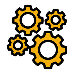 Gear Mechanism Icon - Glyph Color Lineal Style for System Process & Engineering.