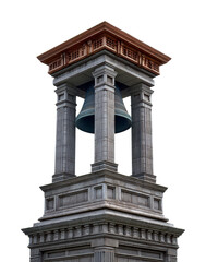 Obraz premium Historic bell tower structure urban setting architectural detailed view cultural significance isolated on transparent background