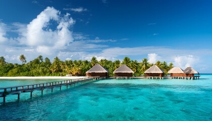 Obraz premium luxury bungalows on the island in the ocean