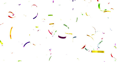 Colorful Confetti against a White Background Tranparent BG Confeti. Confetti partical isolated background. 3d Rendering Transparent Confetti.