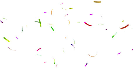 Colorful Confetti against a White Background Tranparent BG Confeti. Confetti partical isolated background. 3d Rendering Transparent Confetti.