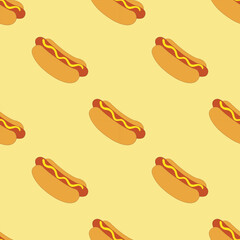 Hot dog seamless pattern background vector illustration