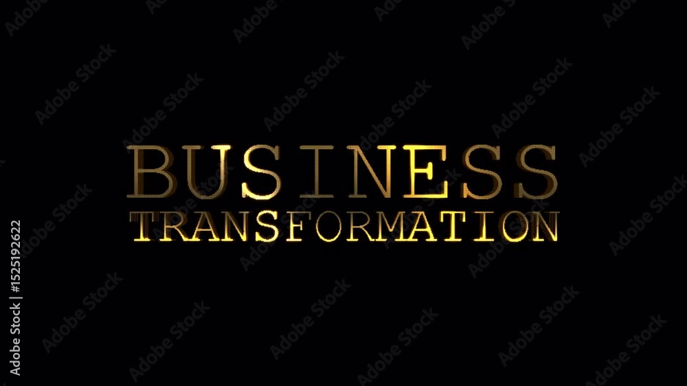 Poster business transformation golden text with light effect cinematic title on black abstract background. 