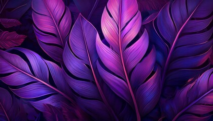 Fototapeta premium digital illustration of tropical leaves in purple tones