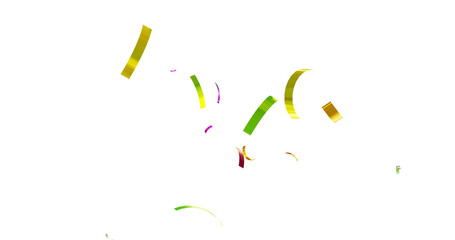 Colorful Confetti against a White Background Tranparent BG Confeti. Confetti partical isolated background. 3d Rendering Transparent Confetti.