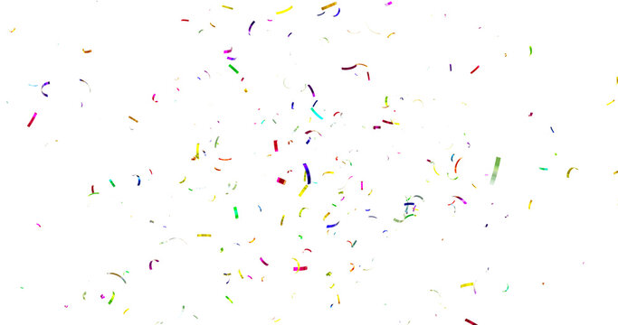 Colorful Confetti against a White Background Tranparent BG Confeti. Confetti partical isolated background. 3d Rendering Transparent Confetti.