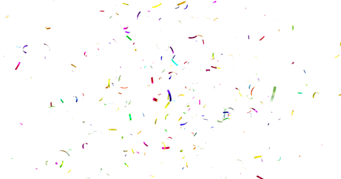 Colorful Confetti against a White Background Tranparent BG Confeti. Confetti partical isolated background. 3d Rendering Transparent Confetti.