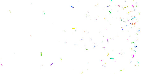 Colorful Confetti against a White Background Tranparent BG Confeti. Confetti partical isolated background. 3d Rendering Transparent Confetti.
