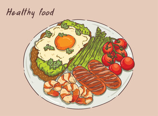 sausages and vegetables Healthy food 