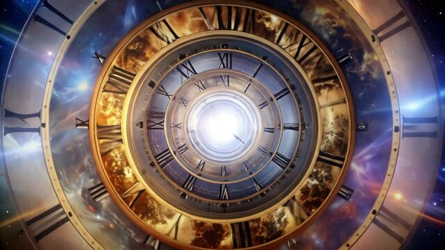 Hypnotic Time Vortex: A Journey Through Cyclical Clockwork Nebula