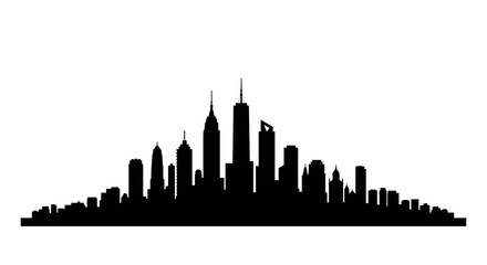 Obraz premium Urban skyline silhouette in black and white against white background 