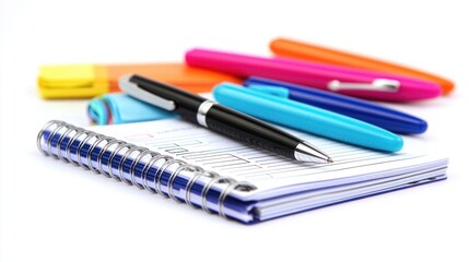 Fototapeta premium Ink pens and a small notepad with checklists
