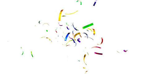 Colorful Confetti against a White Background Tranparent BG Confeti. Confetti partical isolated background. 3d Rendering Transparent Confetti.