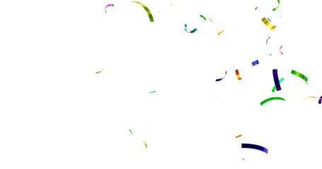 Colorful Confetti against a White Background Tranparent BG Confeti. Confetti partical isolated background. 3d Rendering Transparent Confetti.