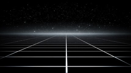 Retro grid under a starry sky