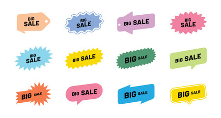 Big Sale badge icon set. Special offer, big sale, discount, best offer price and big sale pricing tag badge and labels design. Template banner shopping badges. vector illustration.
