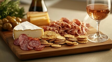 Artisanal Charcuterie Board with Wine: A Culinary Composition of Flavors