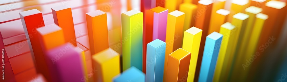 Poster a vibrant, modern background featuring colorful, 3d data visualization bars, symbolizing progress an
